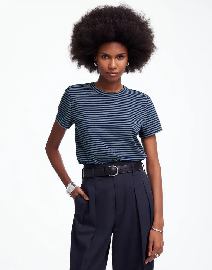 Madewell Cotton Perfect Crewneck Tee Teapot Blue Women Tees