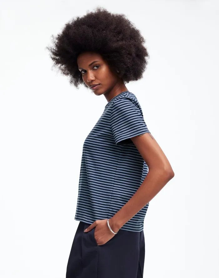 Madewell Cotton Perfect Crewneck Tee Teapot Blue Women Tees