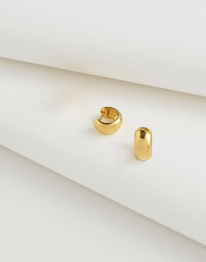 Madewell DemiFine Chunky Huggie Hoop Earrings 14k Gold Women Jewelry