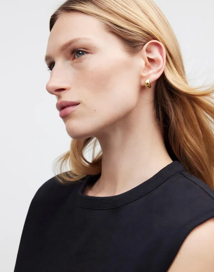 Madewell DemiFine Chunky Huggie Hoop Earrings 14k Gold Women Jewelry