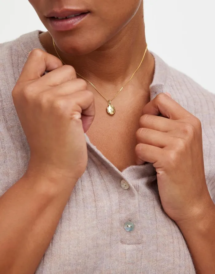 Madewell DemiFine Oval Locket Necklace 14k Gold Women Jewelry