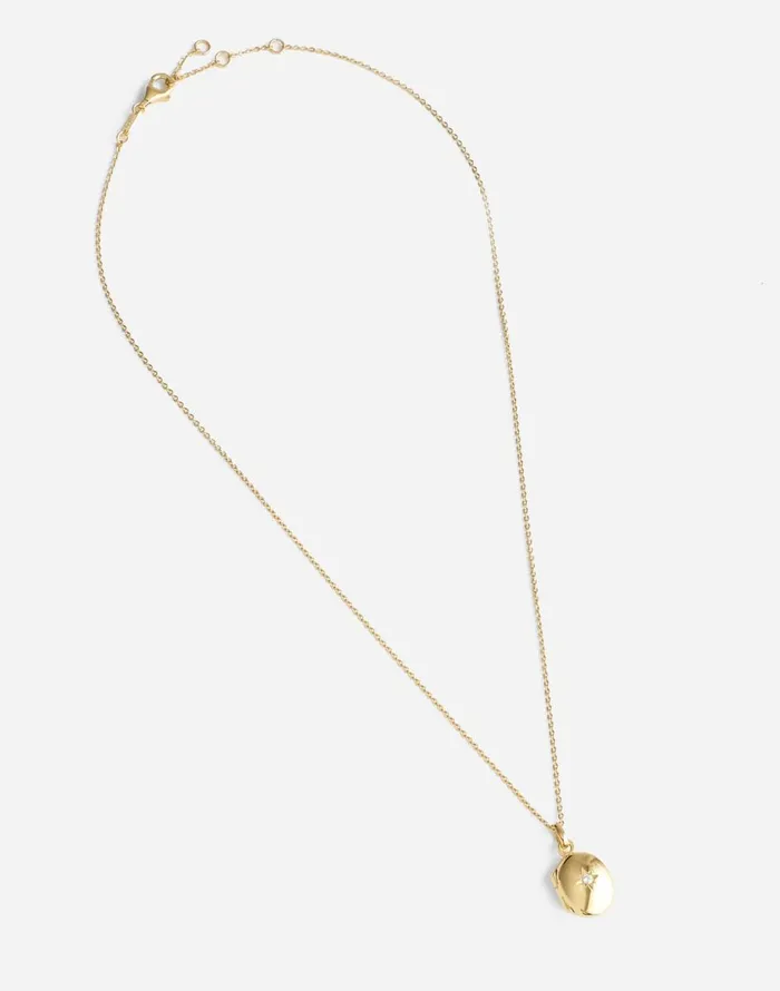 Madewell DemiFine Oval Locket Necklace 14k Gold Women Jewelry