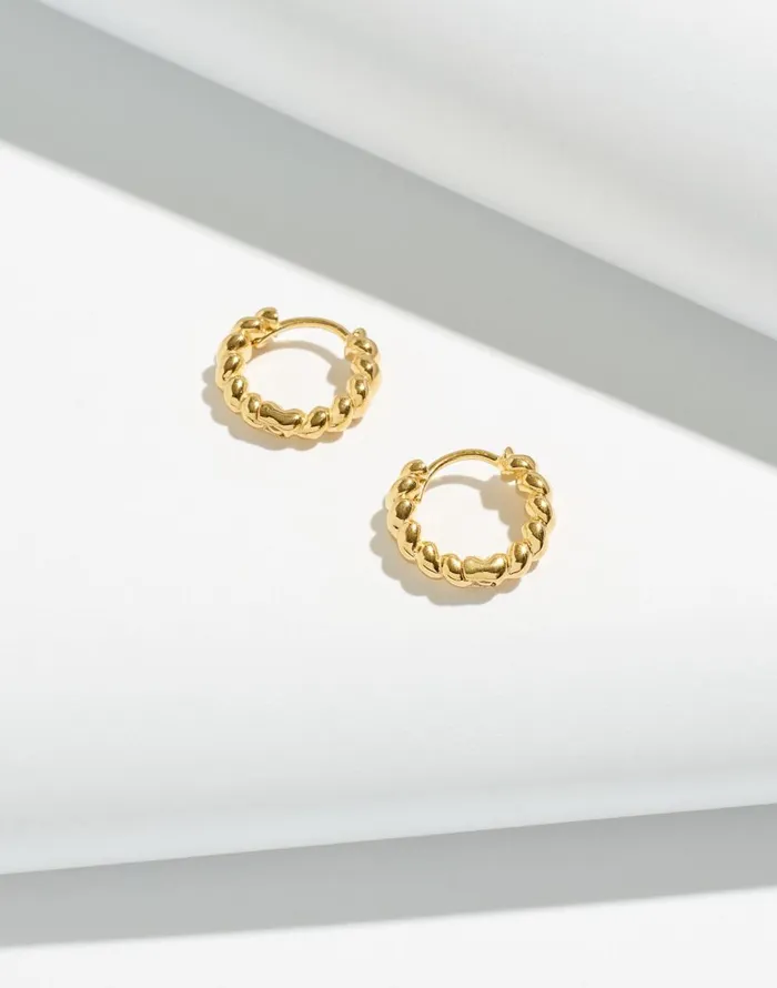 Madewell DemiFine Puffed Huggie Hoop Earrings 14k Gold Women Jewelry