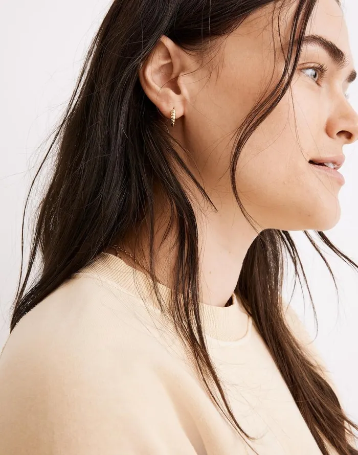 Madewell DemiFine Puffed Huggie Hoop Earrings 14k Gold Women Jewelry