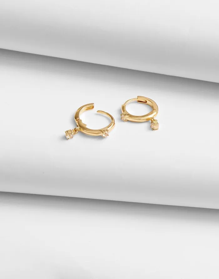 Madewell DemiFine Sapphire Charm Huggie Hoop Earrings 14k Gold Women Jewelry