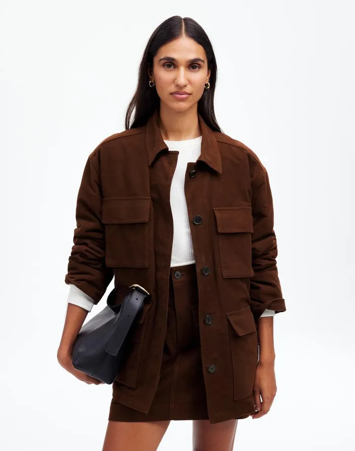 Madewell FlapPocket Field Jacket Dark Chicory Women Coats Jackets