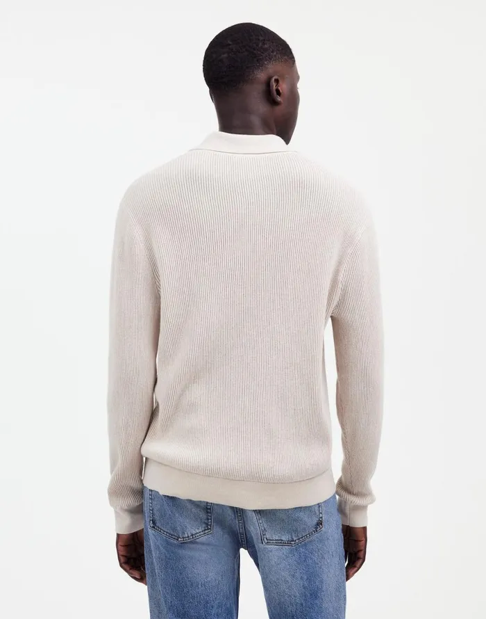Madewell JohnnyCollar Sweater Polo Shirt In Merino Wool Hthr Alabaster Men Shirts