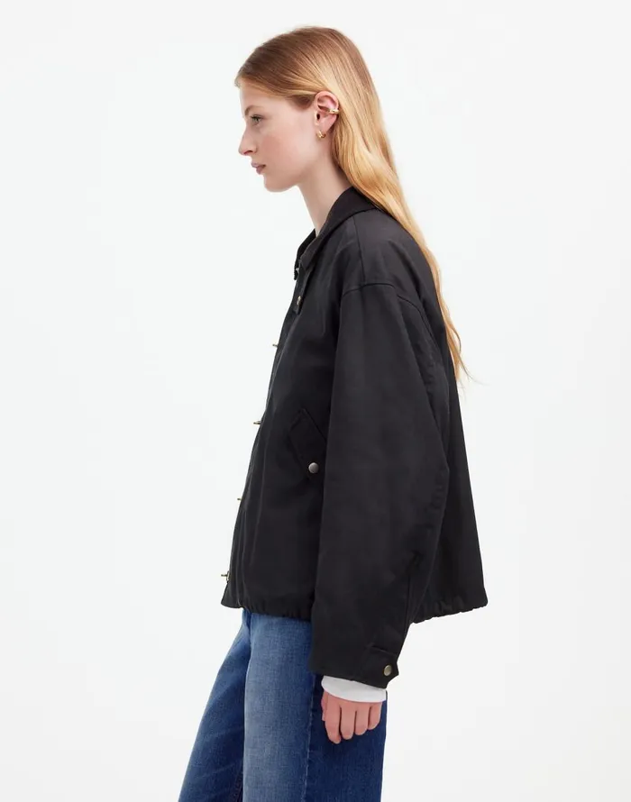 Madewell Madewell X Alpha Industries Waxed Cotton Car Coat Black Women Coats Jackets