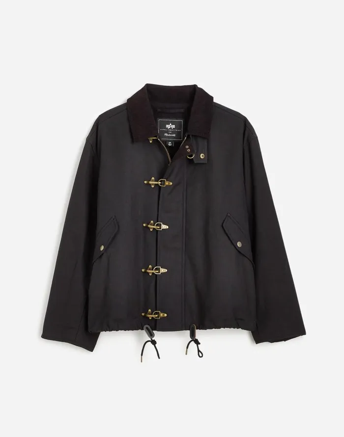 Madewell Madewell X Alpha Industries Waxed Cotton Car Coat Black Women Coats Jackets