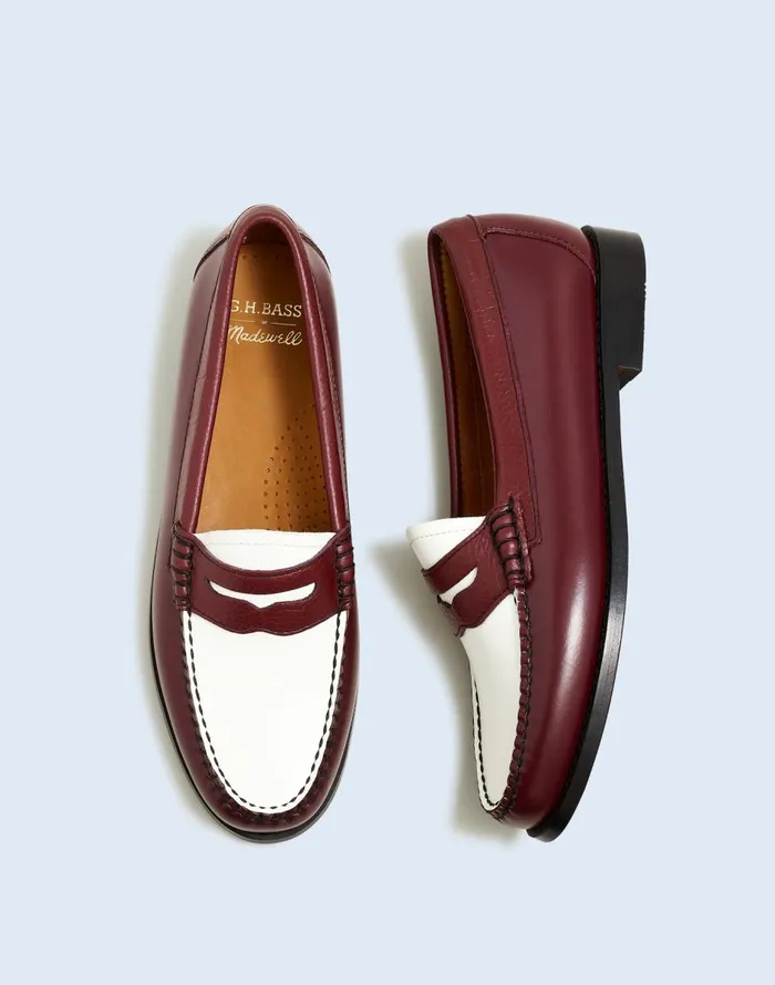 Madewell Madewell X GHBASS Whitney Weejuns Loafers Wine White Women Flats and Loafers Madewell Madewell X GHBASS Whitney Weejuns Loafers Wine White Women Flats and Loafers