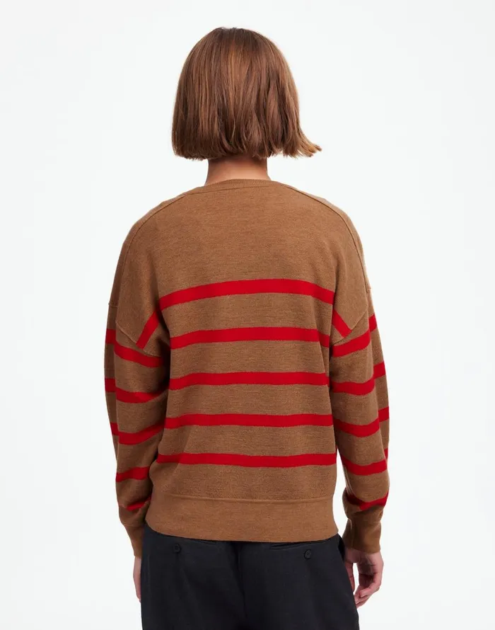 Madewell Merino Wool Pullover Sweater Camel Stripe Women Sweaters