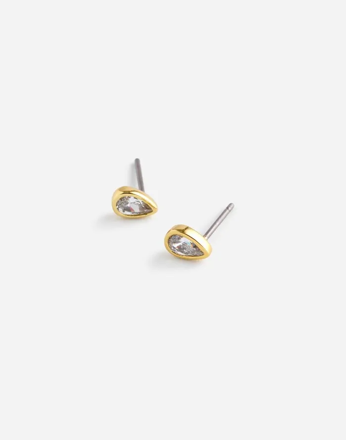 Madewell Pear Crystal Stud Earrings Pale Gold Women Jewelry