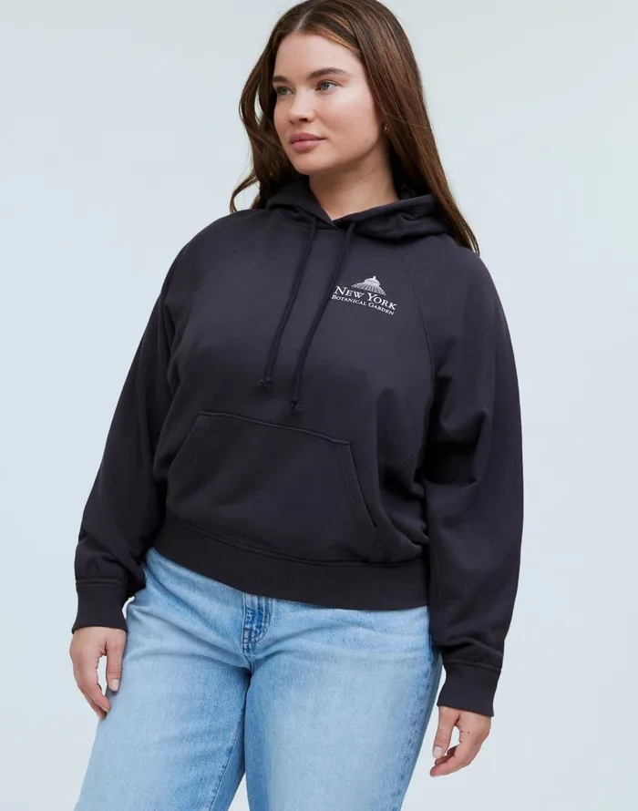 Madewell Plus Madewell X NYBG Graphic Terry Relaxed RaglanSleeve Sweatshirt Black Coal Women Loungewear
