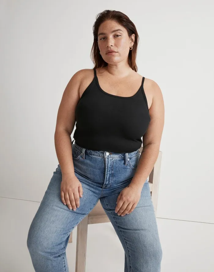 Madewell Plus Supima Rib 03990s Tank True Black Women Tees