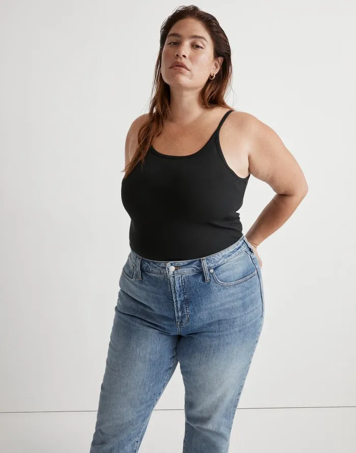 Madewell Plus Supima Rib 03990s Tank True Black Women Tees