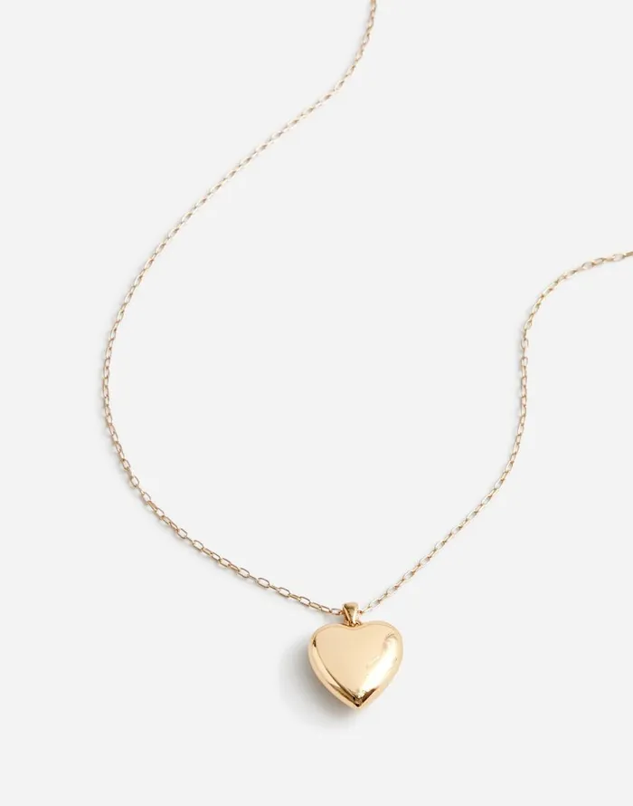 Madewell Puffy Heart Pendant Necklace Polished Bronze Women Jewelry