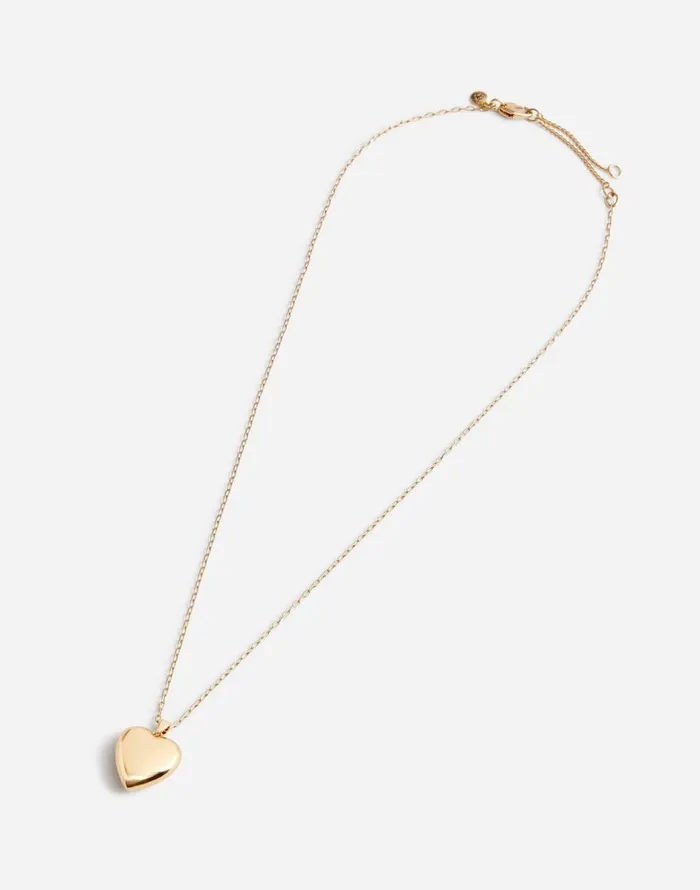 Madewell Puffy Heart Pendant Necklace Polished Bronze Women Jewelry