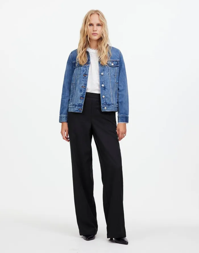 Madewell PullOn Straight Pants In Drapey Twill True Black Women Pants