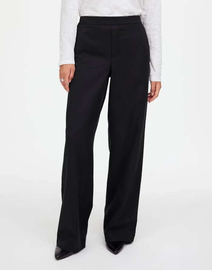 Madewell PullOn Straight Pants In Drapey Twill True Black Women Pants