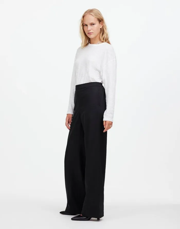 Madewell PullOn Straight Pants In Drapey Twill True Black Women Pants