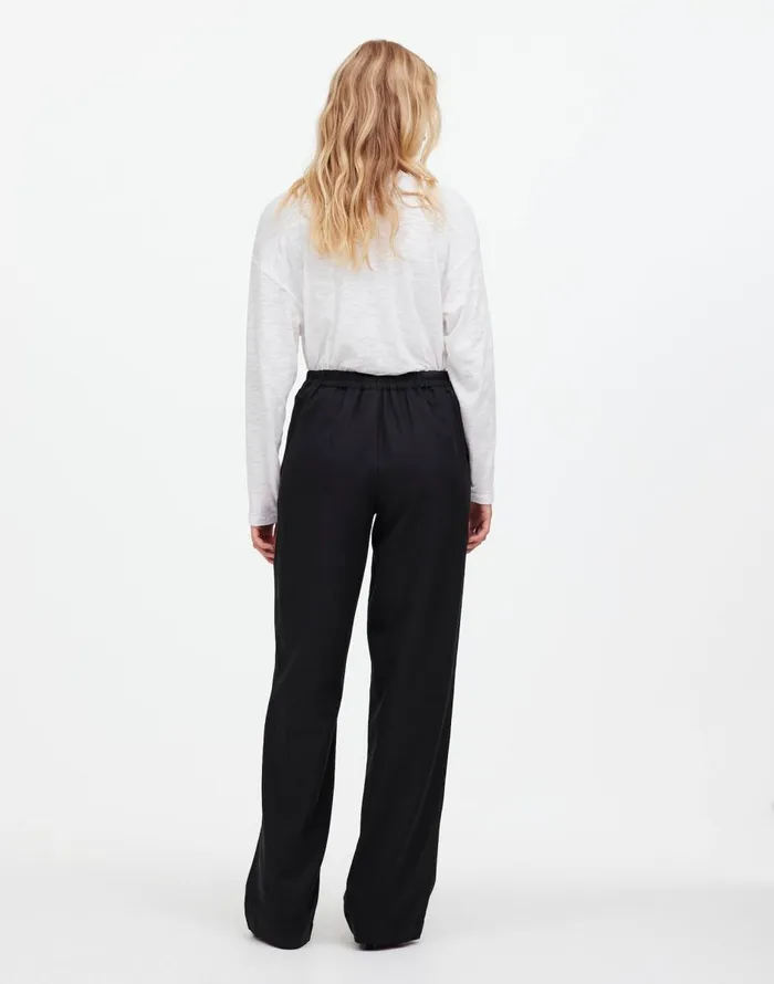 Madewell PullOn Straight Pants In Drapey Twill True Black Women Pants