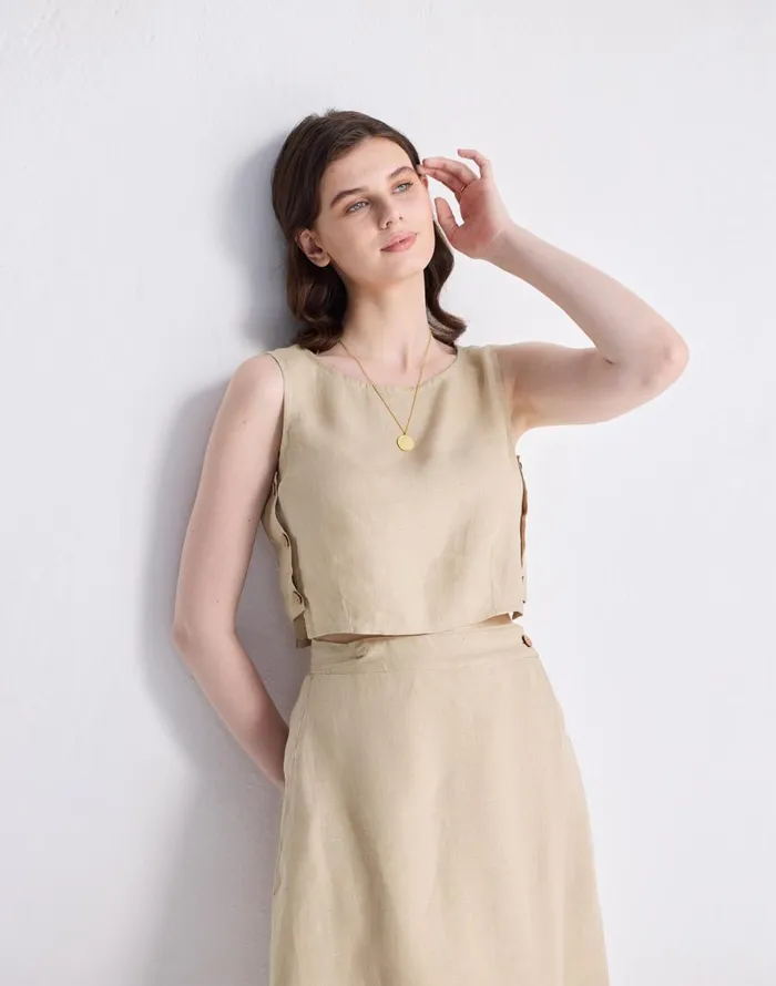 Madewell Reistor Boxy 100 Hemp Crop Top In Neutral Beige Beige Women Tops and Shirts