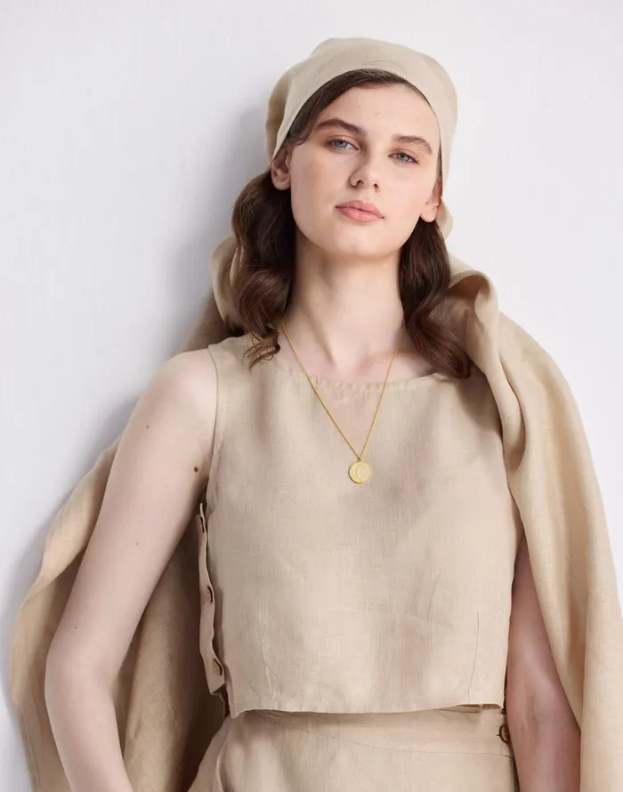 Madewell Reistor Boxy 100 Hemp Crop Top In Neutral Beige Beige Women Tops and Shirts