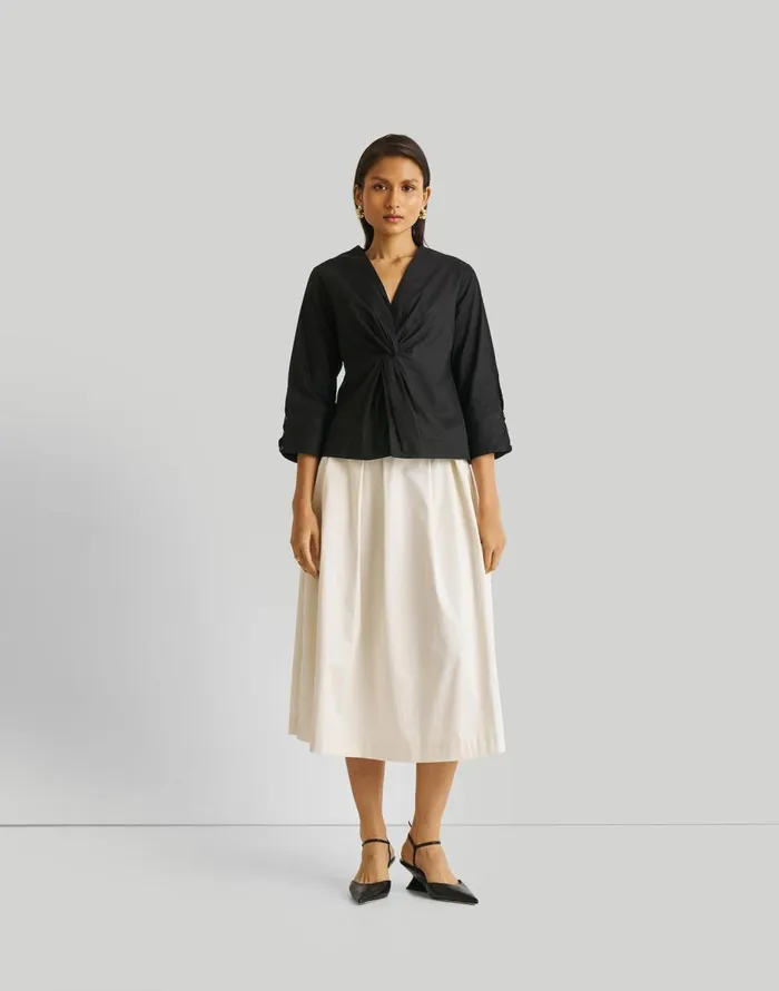 Madewell Reistor Front Twist Top Black Women Tops and Shirts