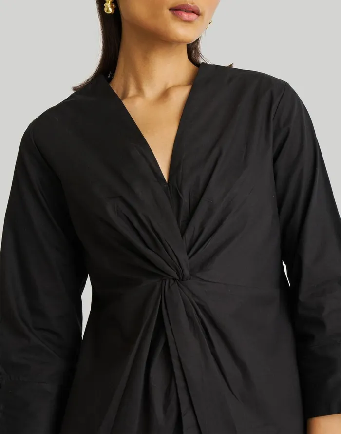 Madewell Reistor Front Twist Top Black Women Tops and Shirts