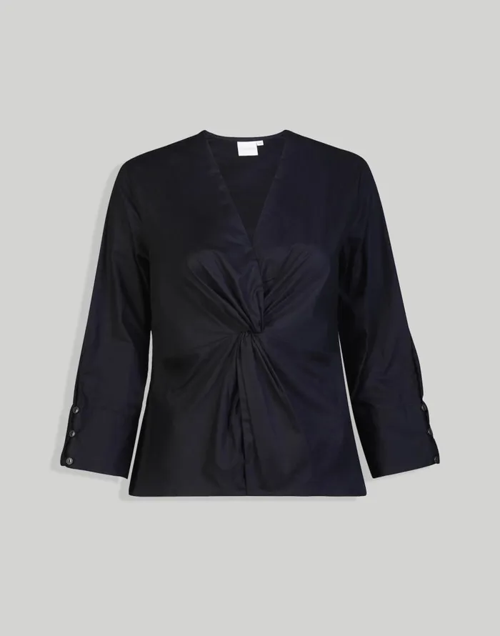 Madewell Reistor Front Twist Top Black Women Tops and Shirts