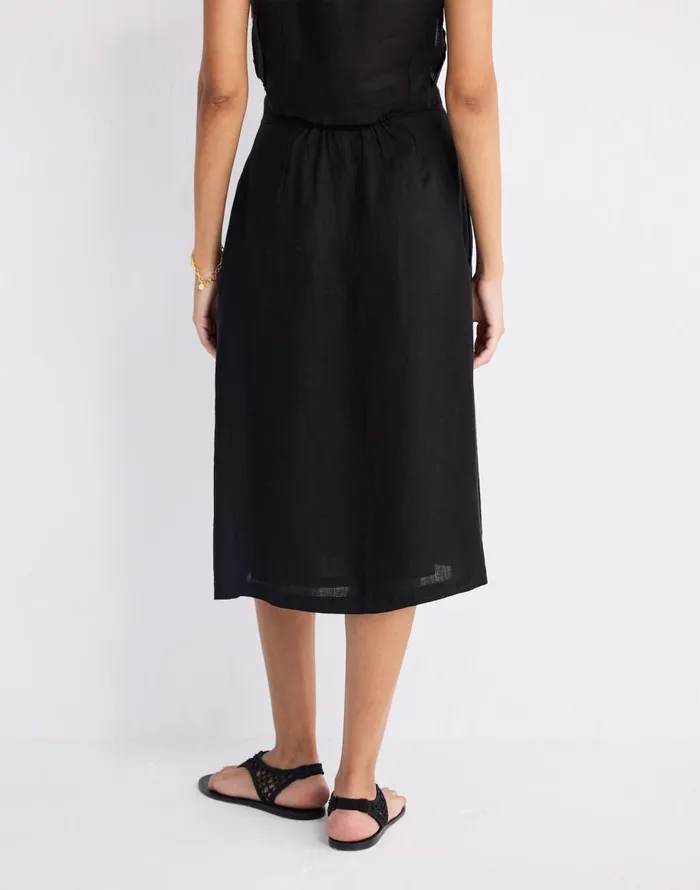 Madewell Reistor Overlap Midi Skirt In 100 Black Hemp Black Women Skirts