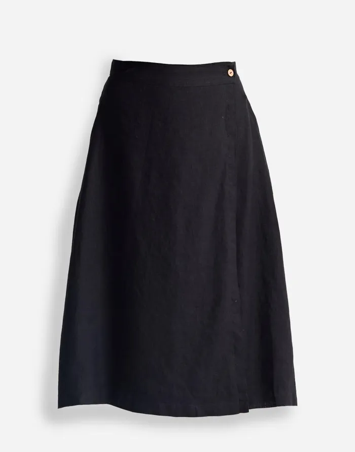 Madewell Reistor Overlap Midi Skirt In 100 Black Hemp Black Women Skirts