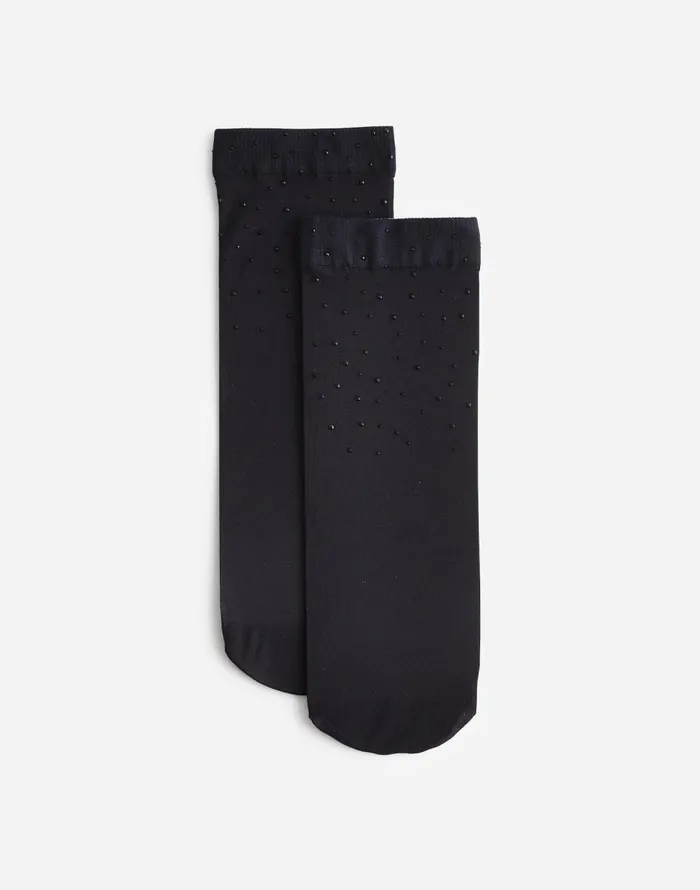 Madewell RhinestoneEmbellished Sheer Ankle Socks True Black Women Socks