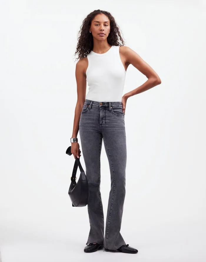 Madewell Ribbed Cutaway Tank Eyelet White Women Tees