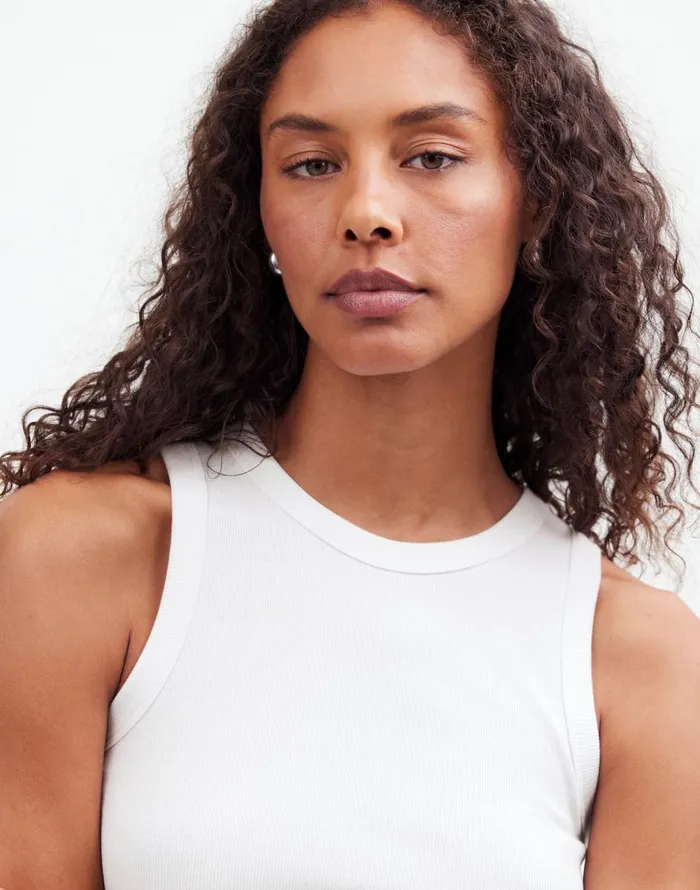 Madewell Ribbed Cutaway Tank Eyelet White Women Tees