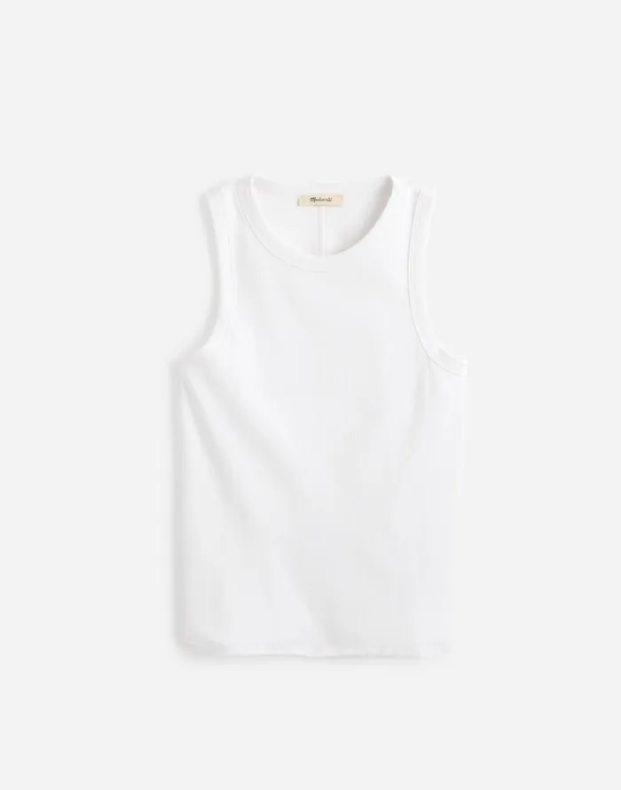Madewell Ribbed Cutaway Tank Eyelet White Women Tees