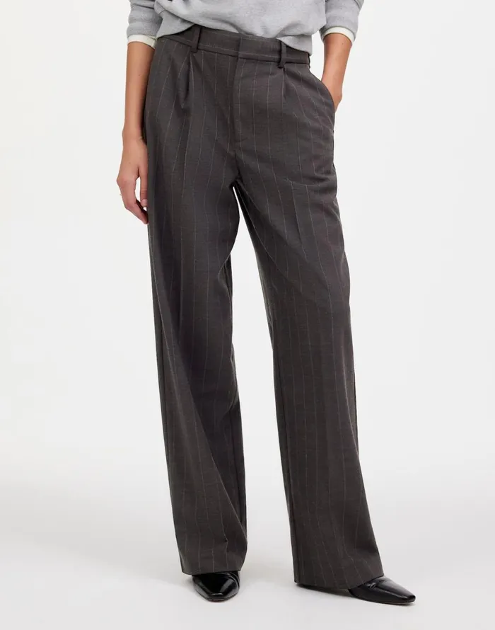 Madewell Slouchy Straight Pants In Stripe Chocolate Wide Pinstripe Women Pants