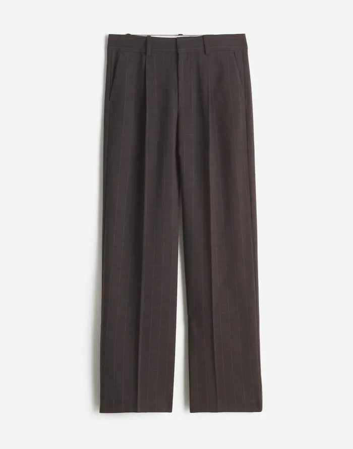 Madewell Slouchy Straight Pants In Stripe Chocolate Wide Pinstripe Women Pants