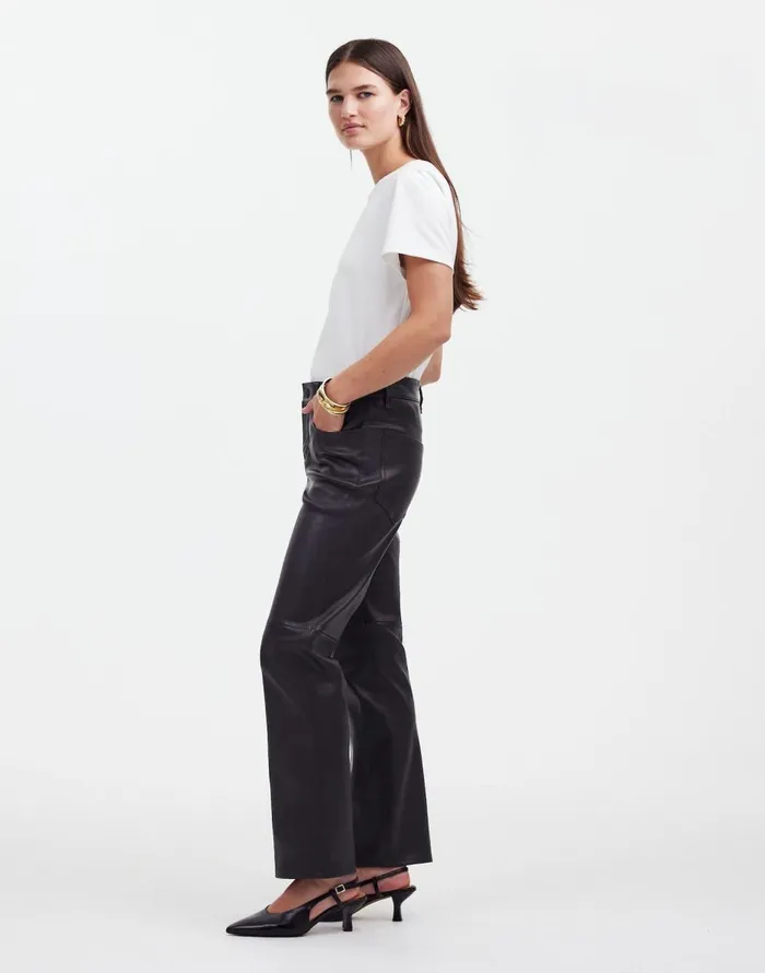 Madewell The 03990s Straight MidRise Pant In Leather True Black Women Pants