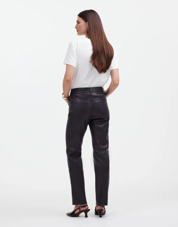 Madewell The 03990s Straight MidRise Pant In Leather True Black Women Pants