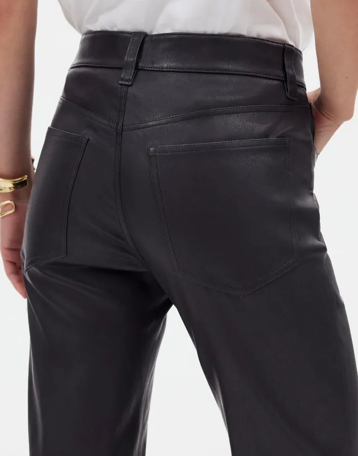 Madewell The 03990s Straight MidRise Pant In Leather True Black Women Pants