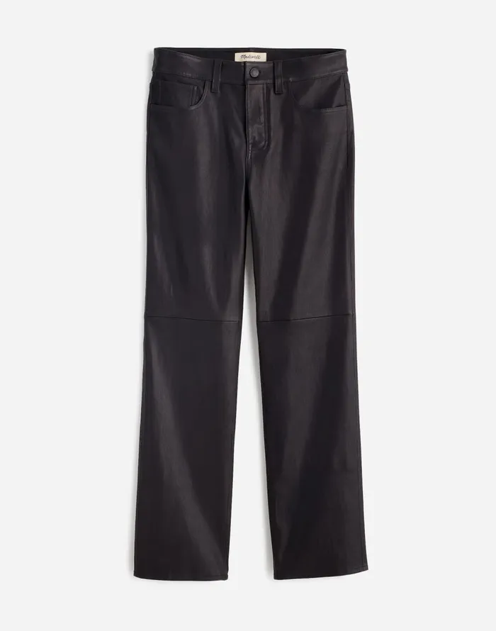 Madewell The 03990s Straight MidRise Pant In Leather True Black Women Pants