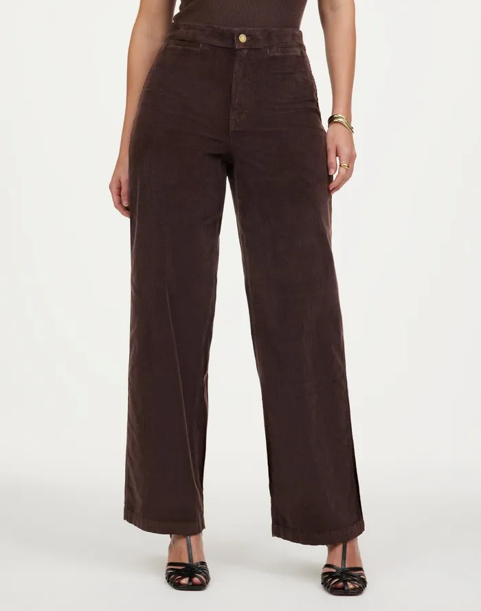 Madewell The Curvy Emmett WideLeg Pant In Corduroy Welt Pocket Edition Dark Carob Women Pants