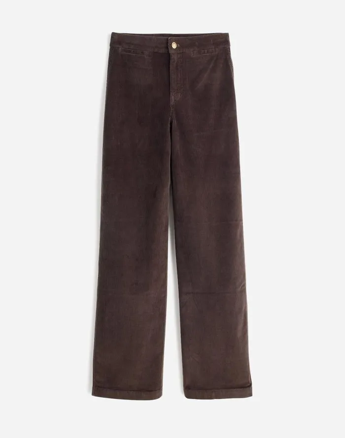 Madewell The Curvy Emmett WideLeg Pant In Corduroy Welt Pocket Edition Dark Carob Women Pants