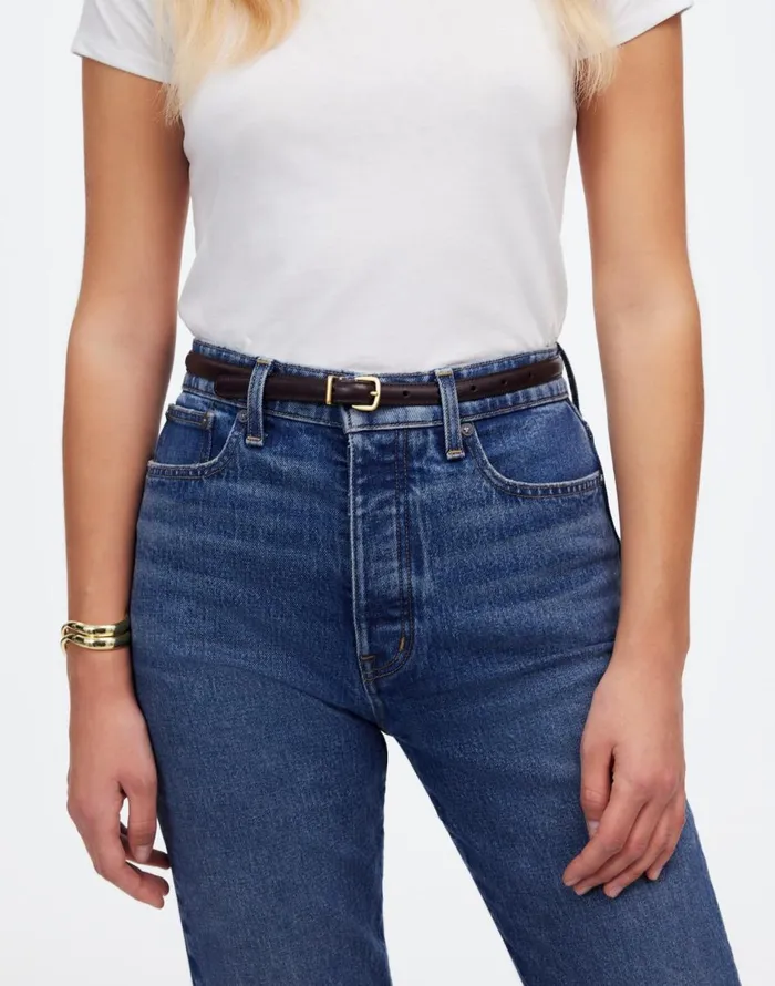 Madewell The Essential Skinny Leather Belt Dark Carob Women Belts
