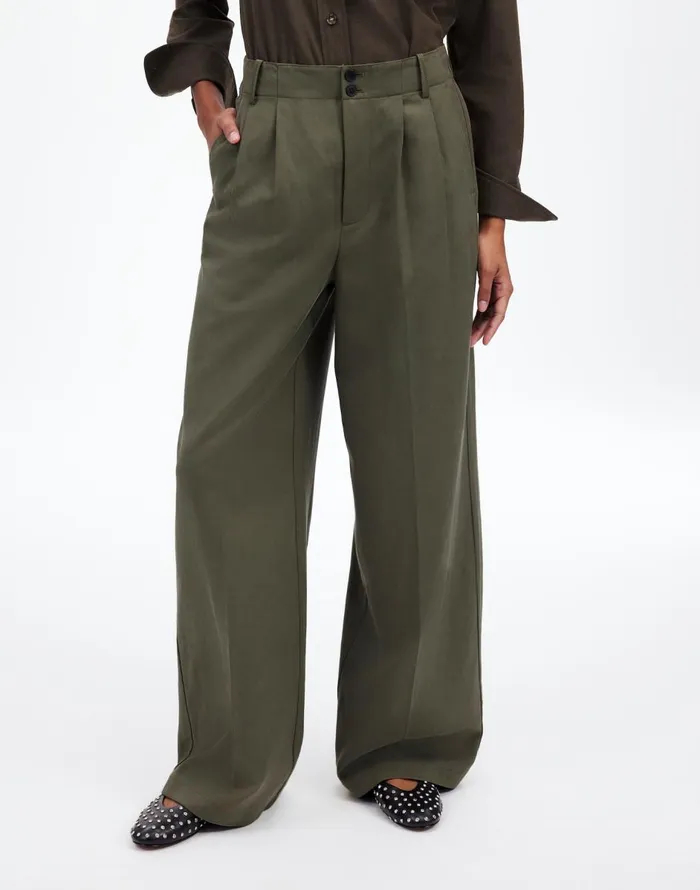 Madewell The Harlow WideLeg Pant In Drapey Twill Faded Ivy Women Pants