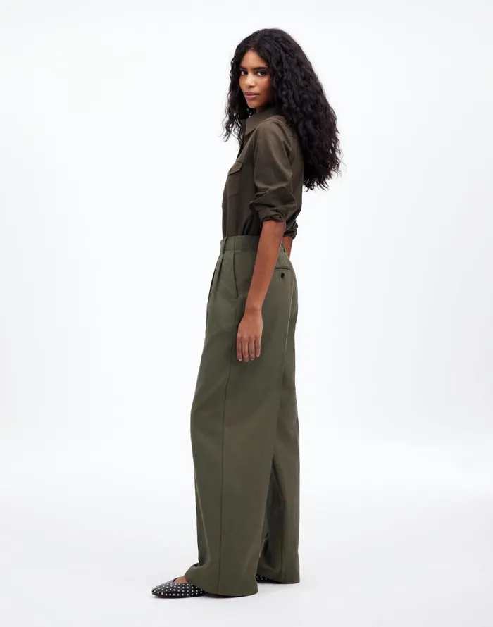 Madewell The Harlow WideLeg Pant In Drapey Twill Faded Ivy Women Pants