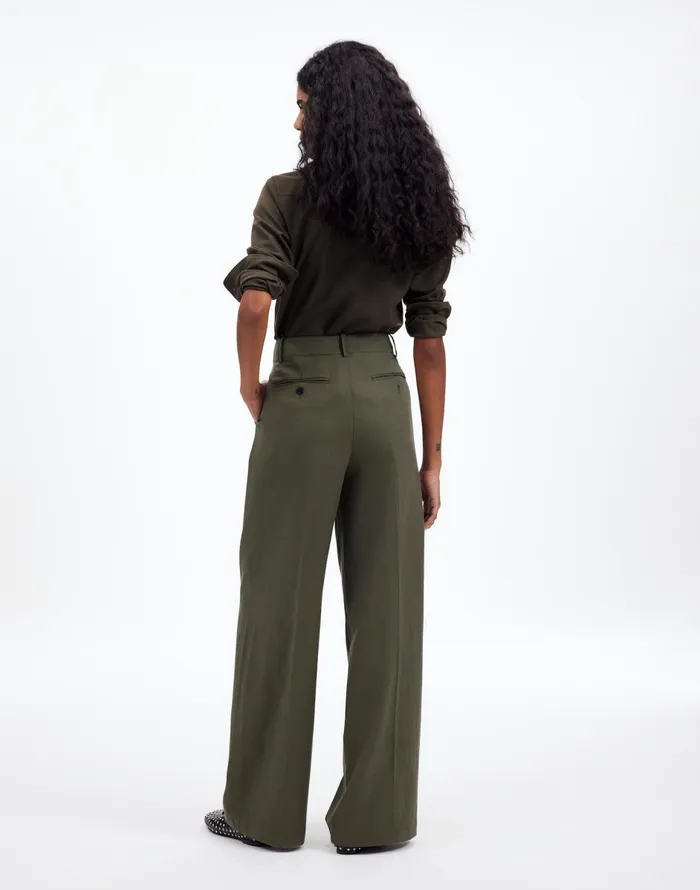 Madewell The Harlow WideLeg Pant In Drapey Twill Faded Ivy Women Pants