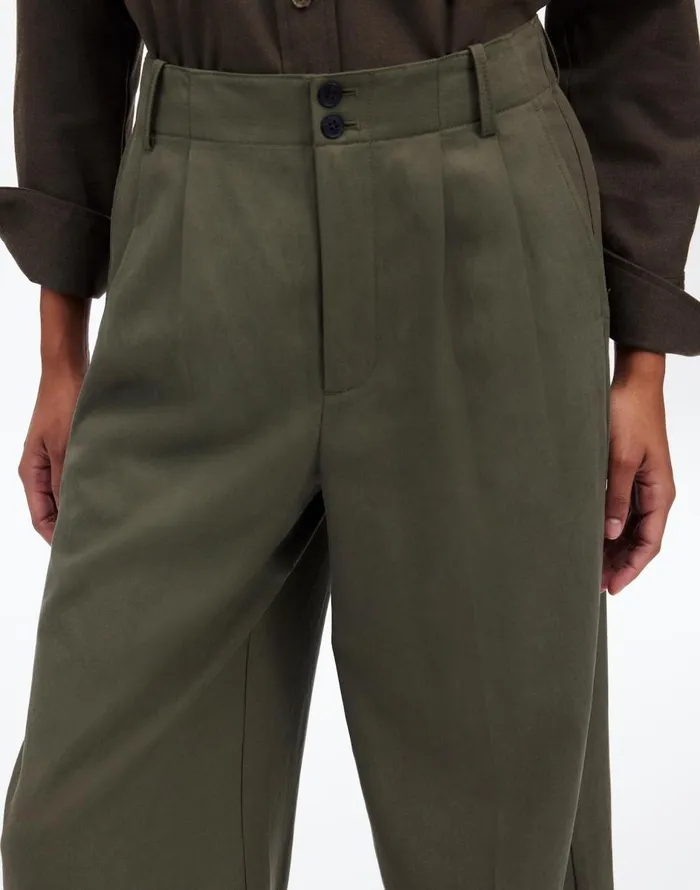 Madewell The Harlow WideLeg Pant In Drapey Twill Faded Ivy Women Pants