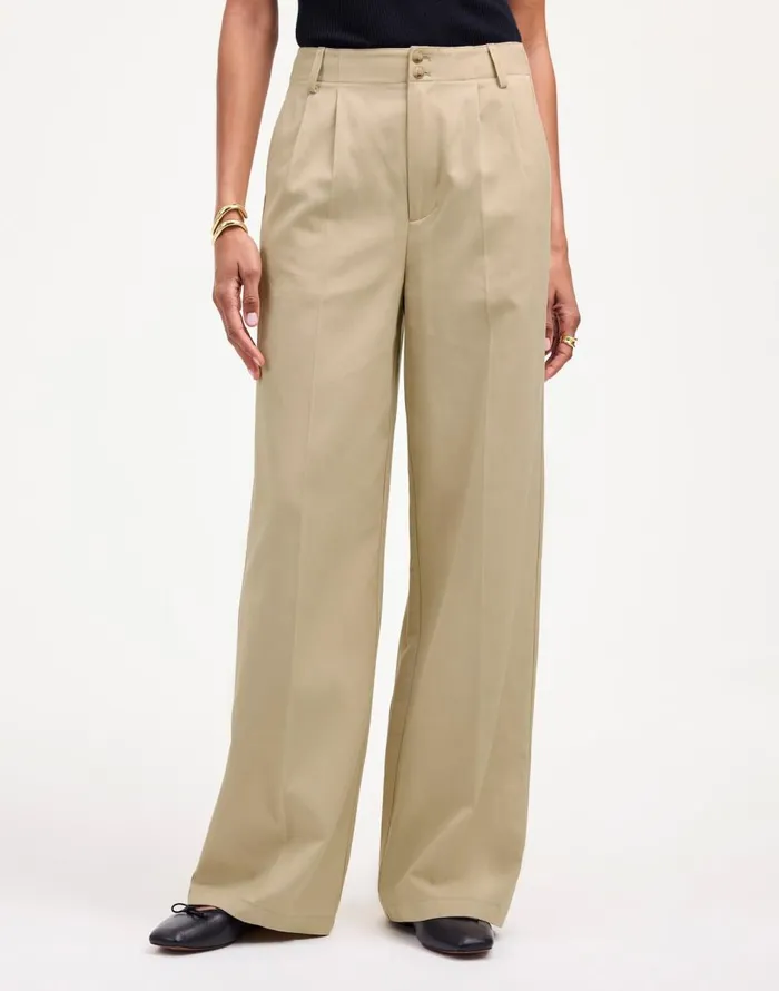 Madewell The Harlow WideLeg Pant In Drapey Twill Vintage Khaki Women Pants